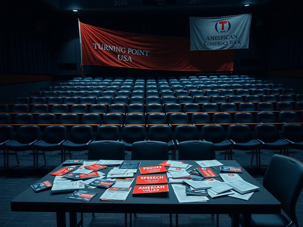 Flick International Empty lecture hall representing lost opportunities for dialogue