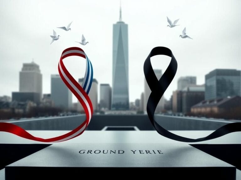 Flick International Somber memorial pools at Ground Zero, symbolizing remembrance of 9/11 victims