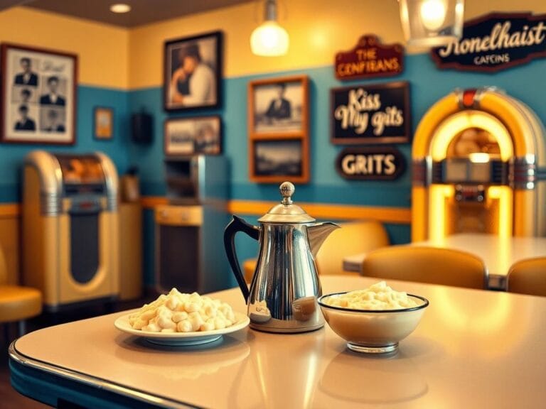 Flick International Nostalgic diner scene reminiscent of the 1970s sitcom 'Alice' featuring a vintage countertop and classic decor