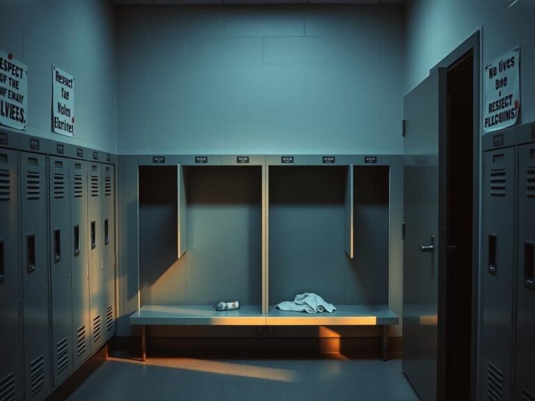 Flick International An empty locker room with lockers slightly ajar, symbolizing a recent transgender student controversy.