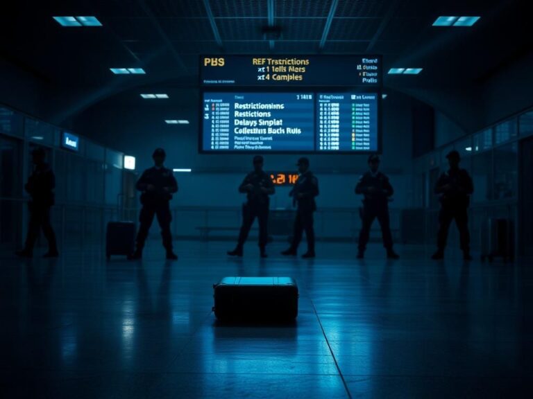 Flick International Dramatic scene at Heathrow Airport highlighting an abandoned suitcase and armed police officers