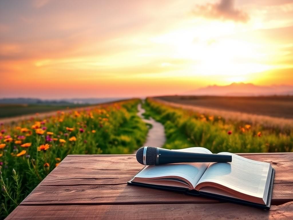 Flick International Serene landscape at sunset with vibrant wildflowers symbolizing hope and vitality