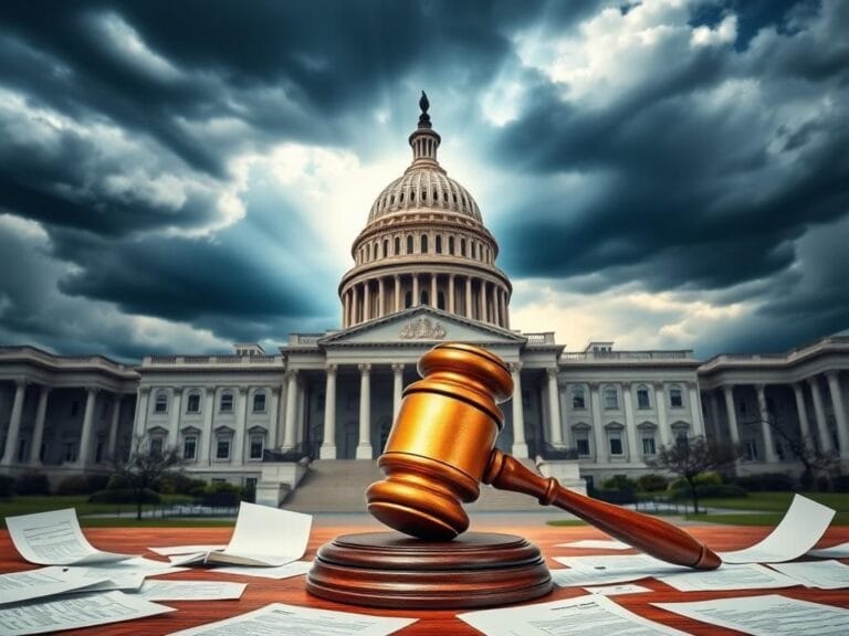 Flick International U.S. Capitol building with an oversized gavel symbolizing political conflict