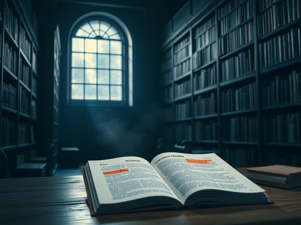 Flick International Dark library setting with open Wikipedia page displaying highlighted text on bias and manipulation