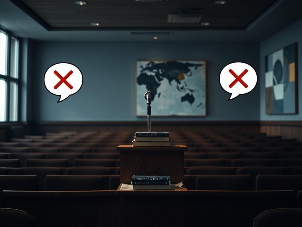 Flick International Empty lecture hall symbolizing the void left by Charlie Kirk's absence