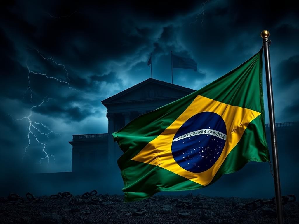 Flick International Tattered Brazilian flag symbolizing political turmoil