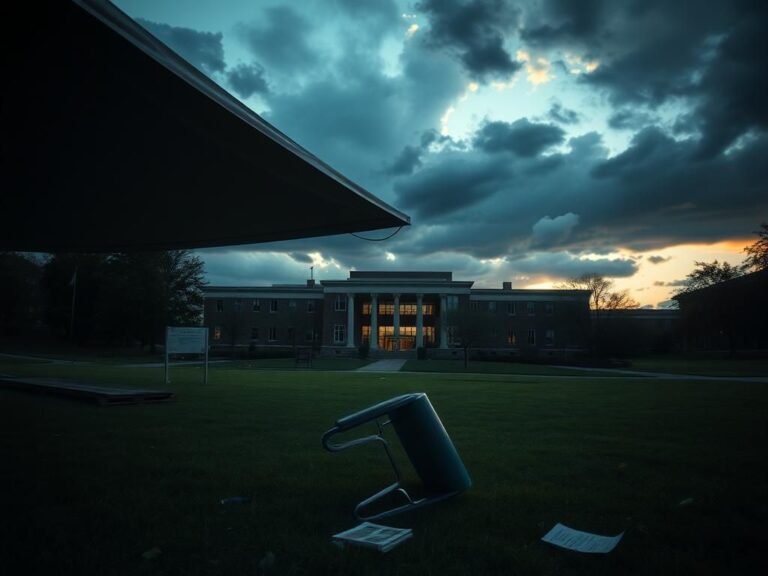 Flick International Somber outdoor campus scene after Charlie Kirk's shooting incident