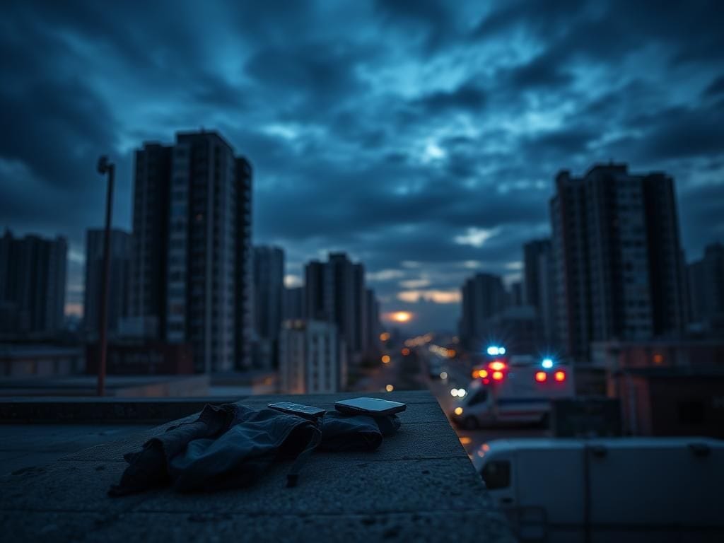 Flick International Rooftop view showing evidence of a hurried escape with scattered personal items