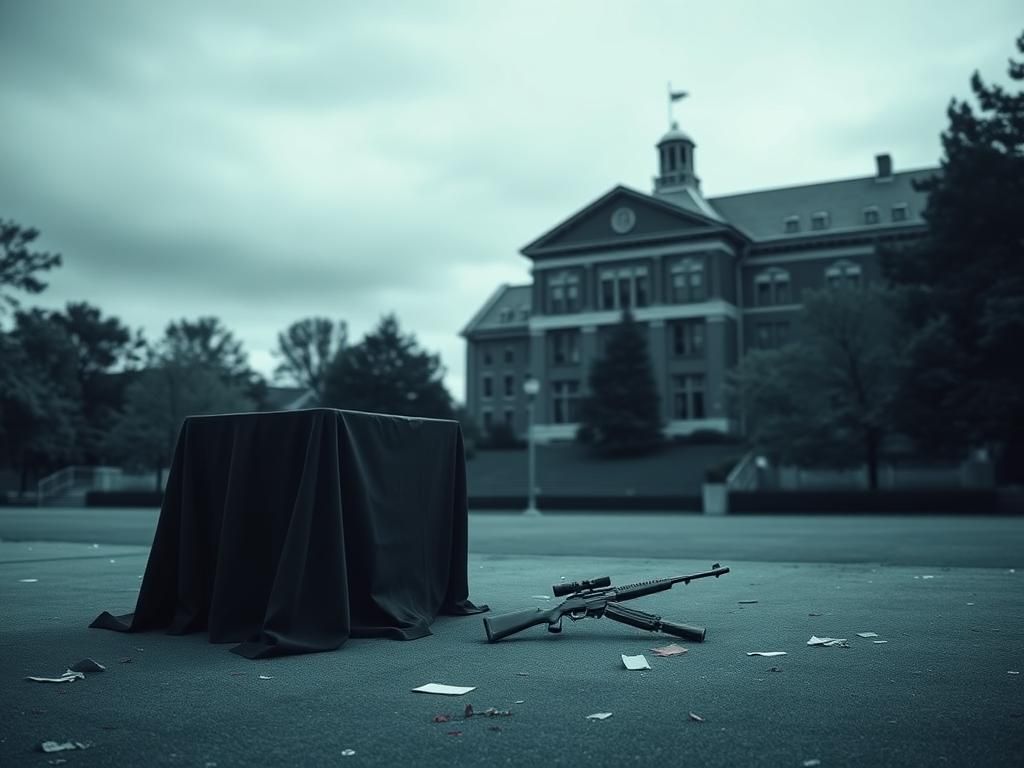 Flick International A vacant podium on a university campus, symbolizing security threats
