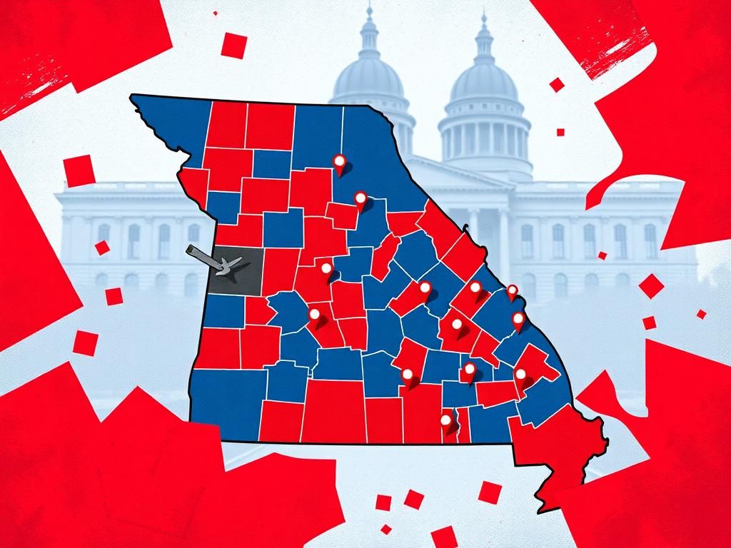 Flick International Congressional map of Missouri showing red and blue districts representing political landscape