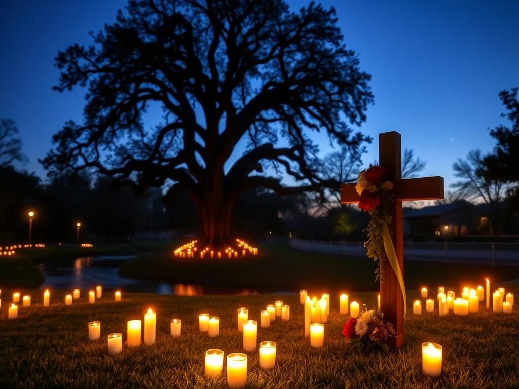 Flick International Candlelit vigil in a tranquil park honoring Charlie Kirk