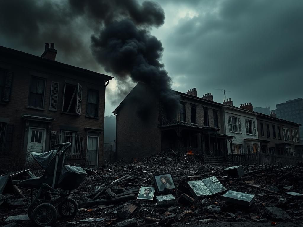 Flick International aftermath of a devastating arson fire in a rowhouse setting