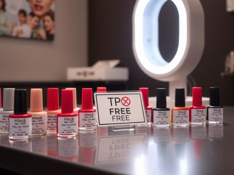 Flick International A close-up view of colorful gel nail polishes on a nail salon table