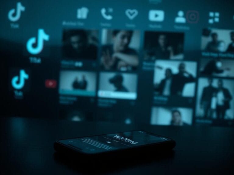 Flick International A smartphone displaying warnings about graphic content against a dark social media interface