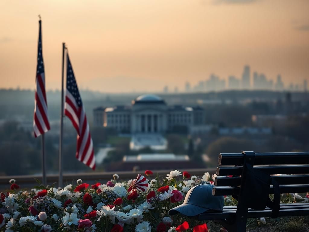 Flick International American flag at half-mast with the Pentagon in the background