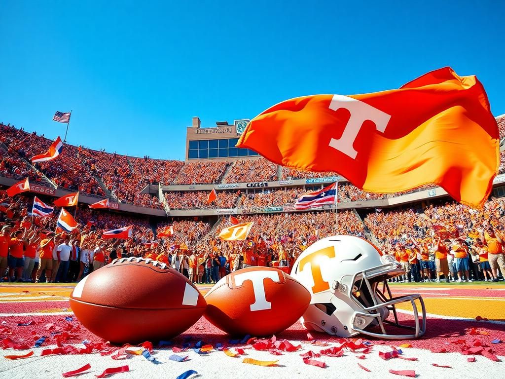 Flick International A vibrant college football stadium filled with fans waving patriotic flags and banners