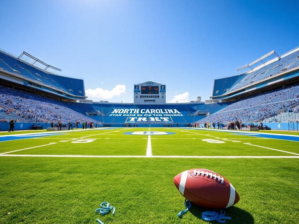 Flick International Vibrant college football stadium showcasing UNC Tar Heels colors under a blue sky