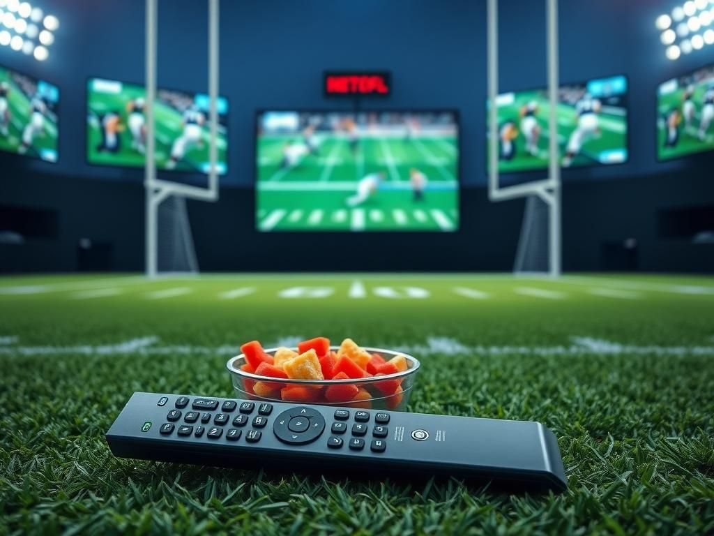 Flick International Dynamic football-themed scene with turf field and snacks
