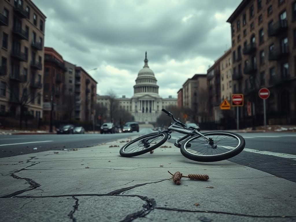 Flick International A cracked sidewalk in the deserted Navy Yard neighborhood of Washington, D.C.