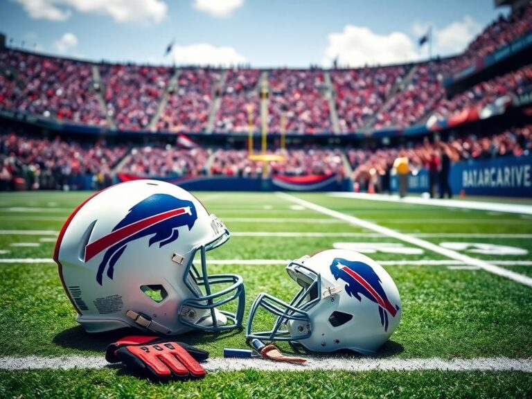 Flick International Helmet on the football field symbolizing Josh Allen's injury during the game.