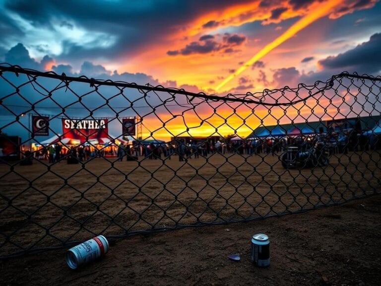 Flick International A weathered chain-link fence symbolizing conflict at the Born & Raised Festival in Oklahoma