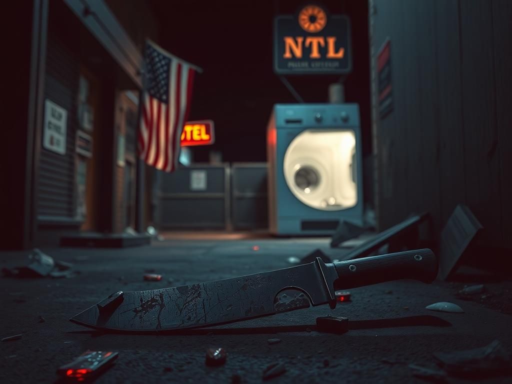 Flick International A weathered machete lying in a dark alley, symbolizing crime and immigration issues in Dallas.