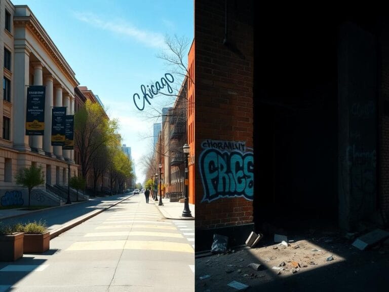 Flick International Contrast between a safe street in Washington, D.C. and a chaotic alley in Chicago