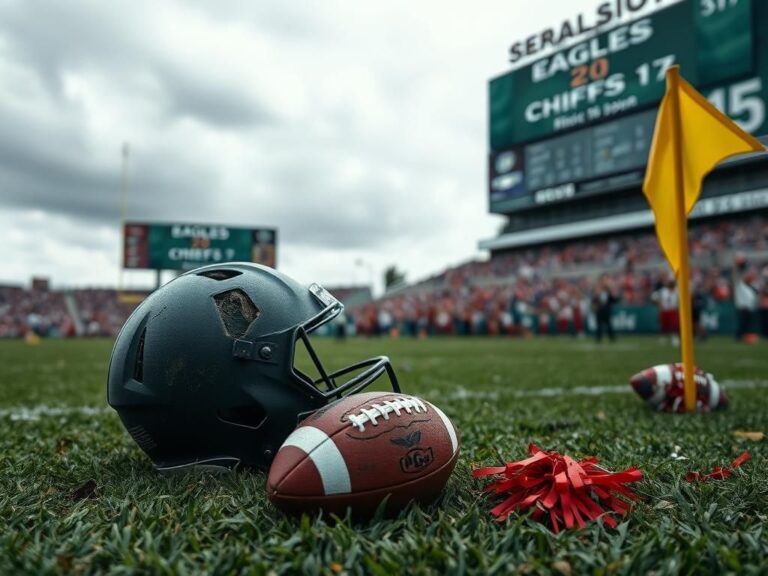 Flick International A scuffed helmet on a football field after a tense game
