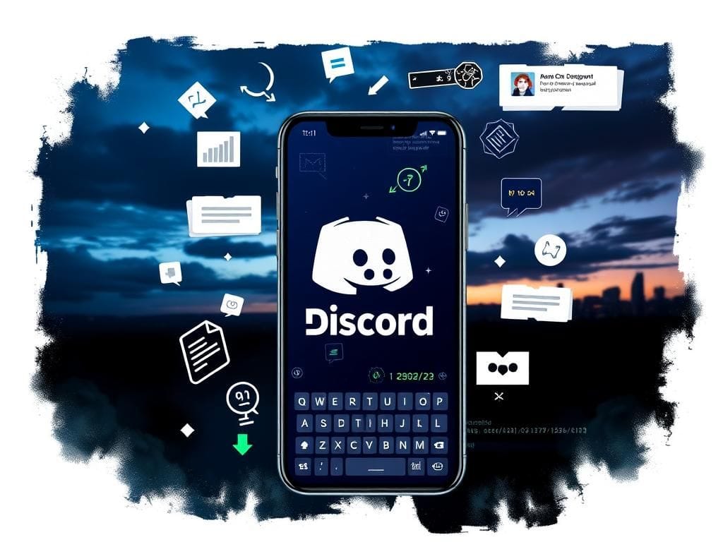 Flick International Digital collage representing online communication with Discord logo and gaming symbols