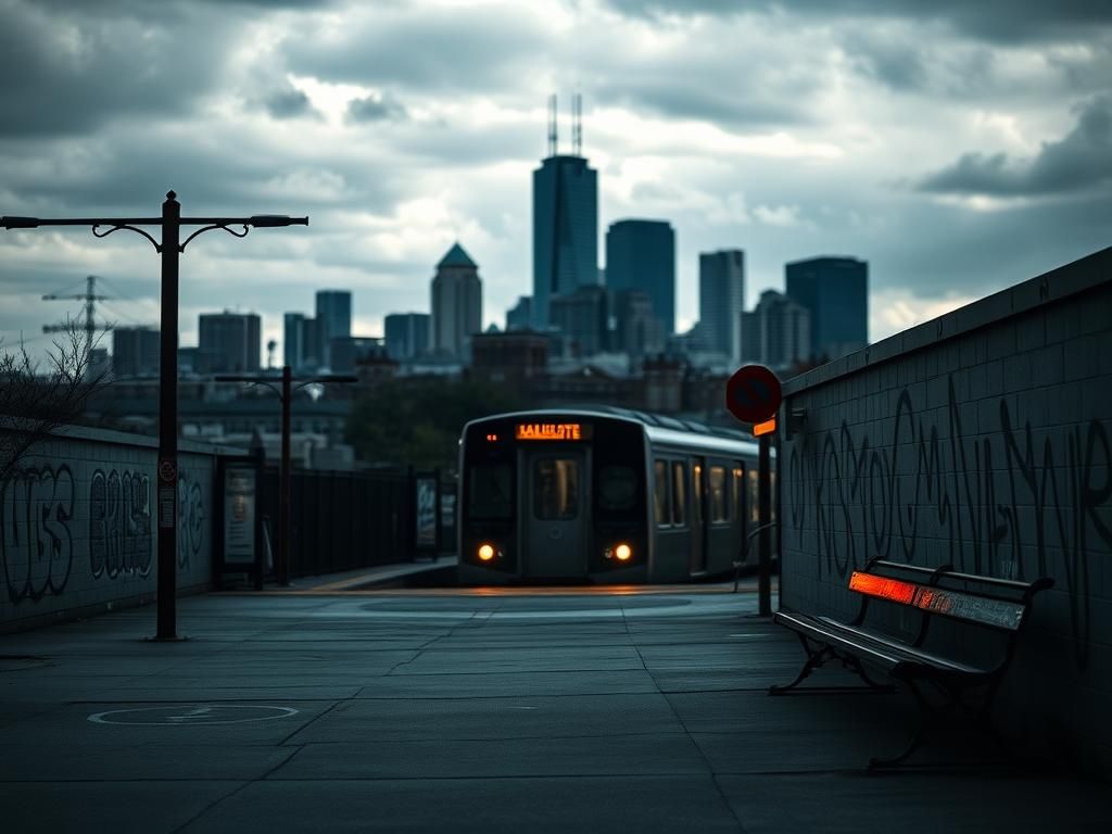 Flick International Dimly-lit subway station in Charlotte, North Carolina, depicting social tensions and urban decay