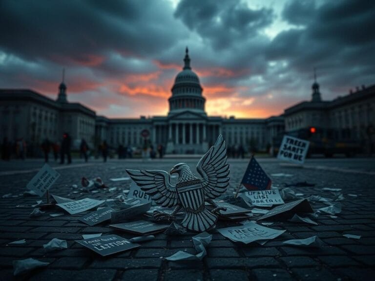 Flick International A shattered political symbol representing chaos in public discourse