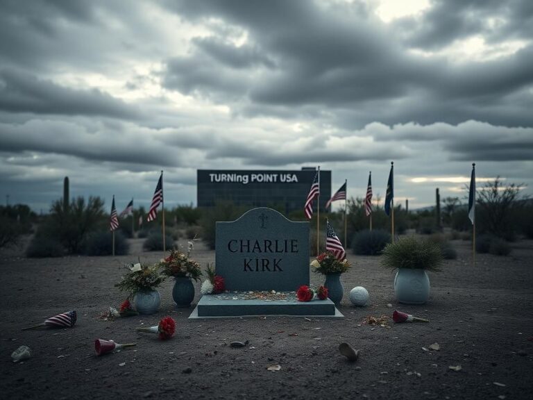 Flick International Somber memorial dedicated to Charlie Kirk in Phoenix showing signs of vandalism