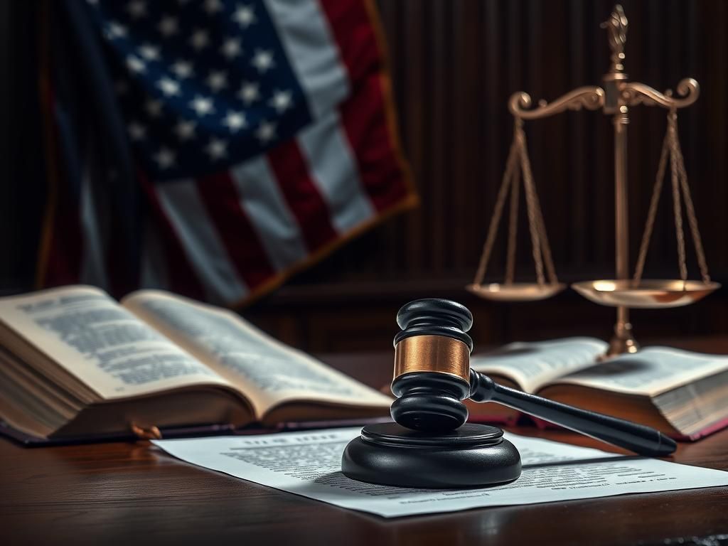 Flick International Gavel resting on legal documents representing justice and authority in a courtroom