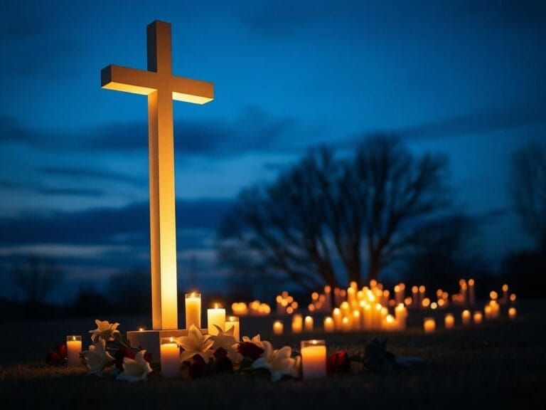 Flick International A candlelit vigil with floral tributes symbolizes faith and remembrance in honor of Charlie Kirk.