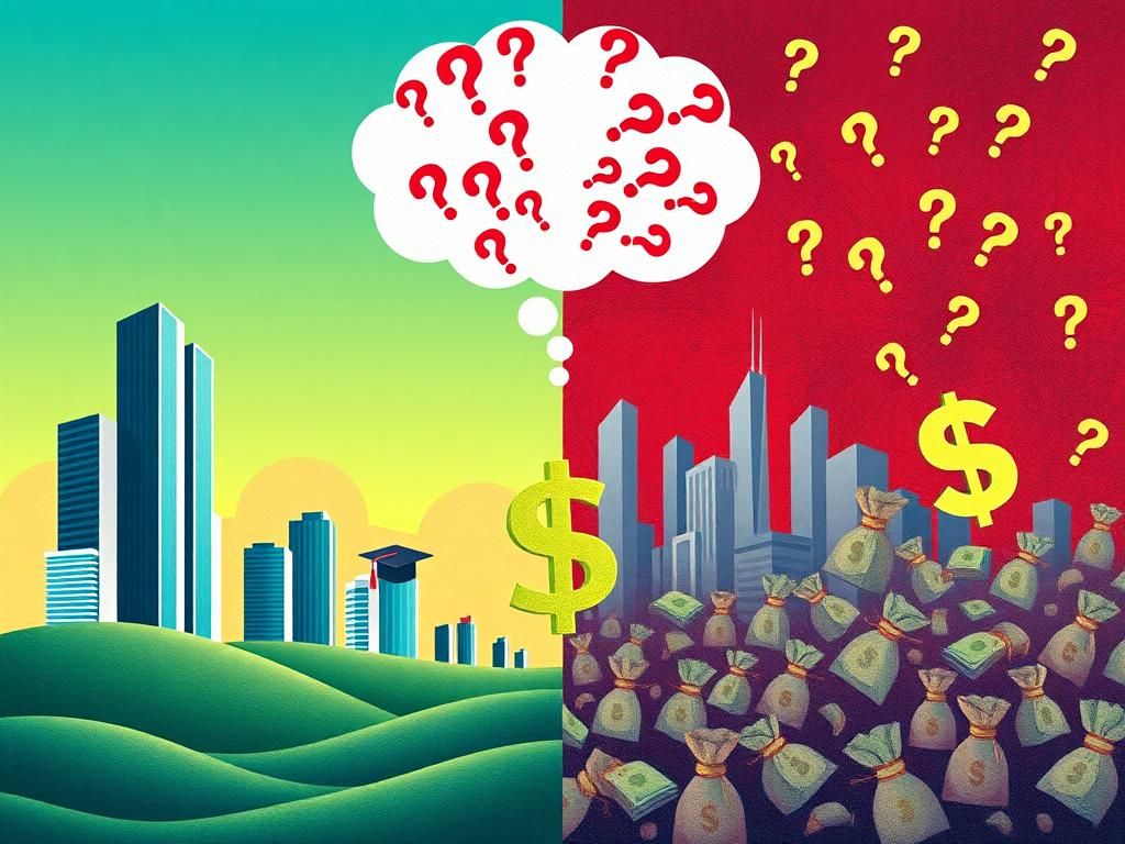 Flick International Conceptual illustration depicting a split scene of socialism and capitalism in America.