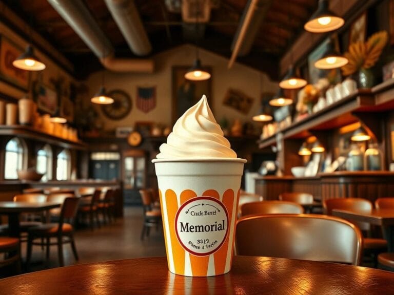 Flick International Inviting interior of Cracker Barrel with nostalgic decor and a frozen yogurt cup