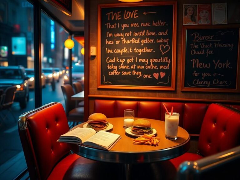 Flick International Cozy diner setting with burgers and fries, symbolizing love and memories