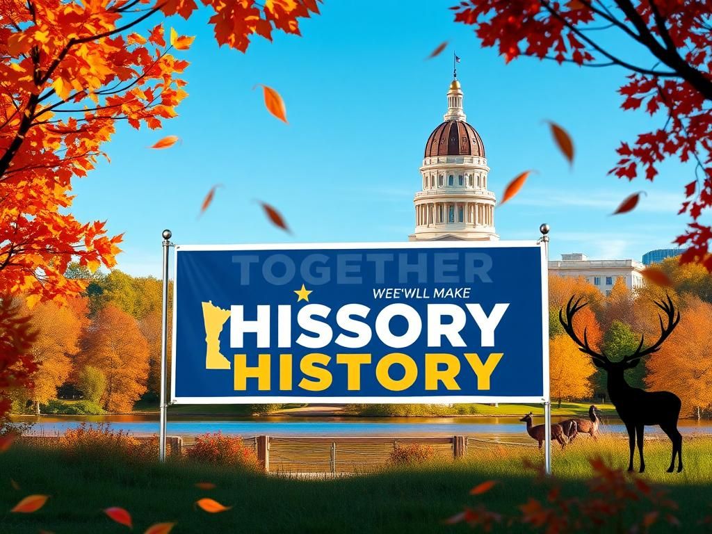 Flick International A vibrant campaign scene in Minnesota featuring a 'Together We’ll Make History' banner