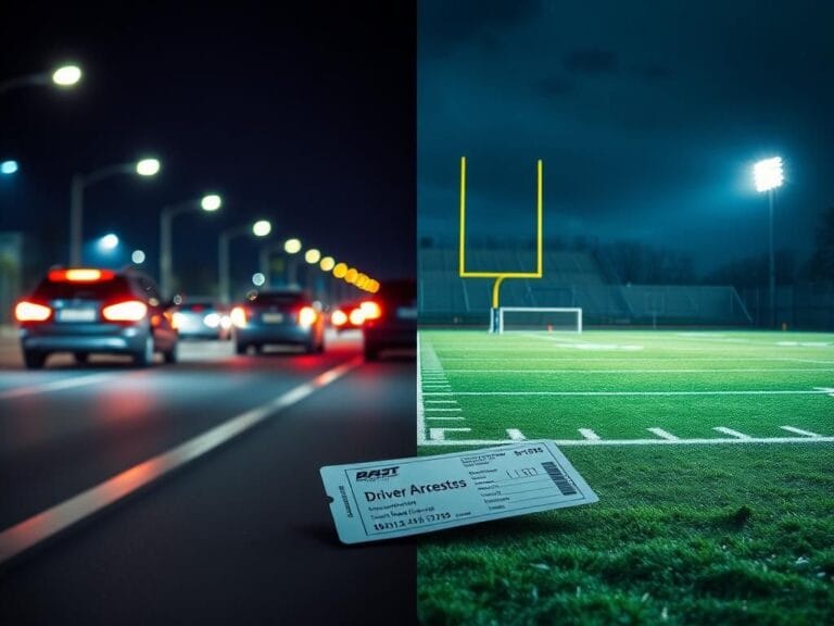Flick International A split-scene showing contrasting environments: a chaotic street at night and a well-maintained football field