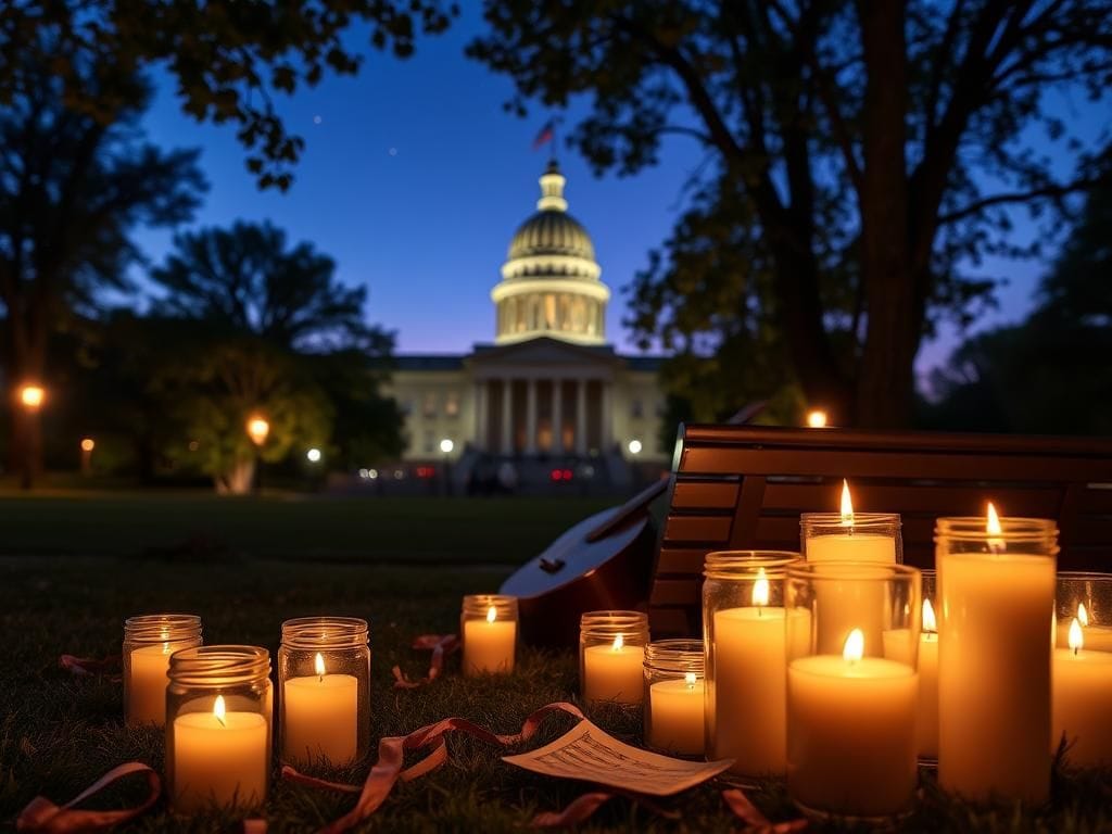 Flick International Candlelit vigil for Charlie Kirk tribute song at Michigan Capitol