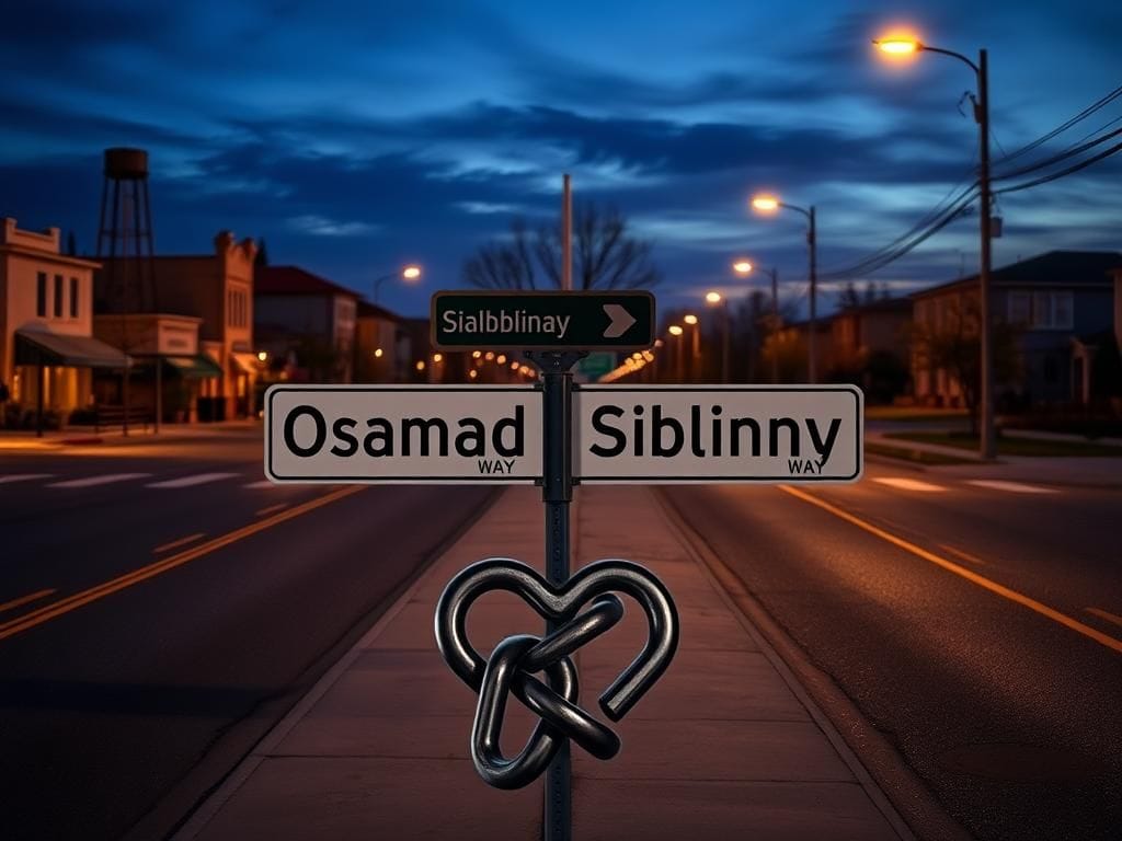 Flick International A city street scene in Dearborn, Michigan featuring illuminated street signs reading 'Osama Siblani Way' at dusk.