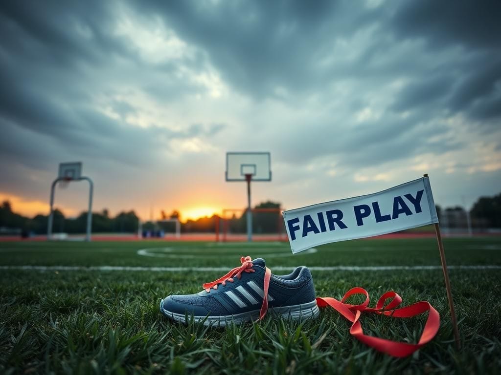 Flick International A scene depicting empty athletic equipment on a sports field symbolizing women's sports.