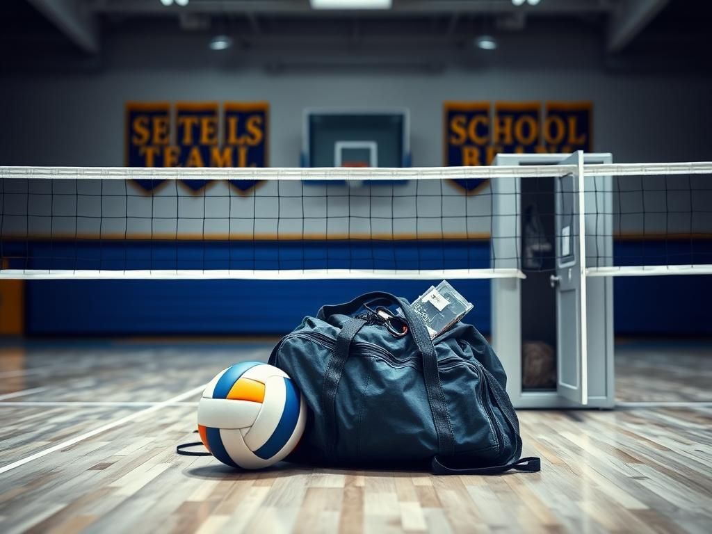 Flick International Abstract representation of a volleyball court highlighting the tension between female athletes and controversies.