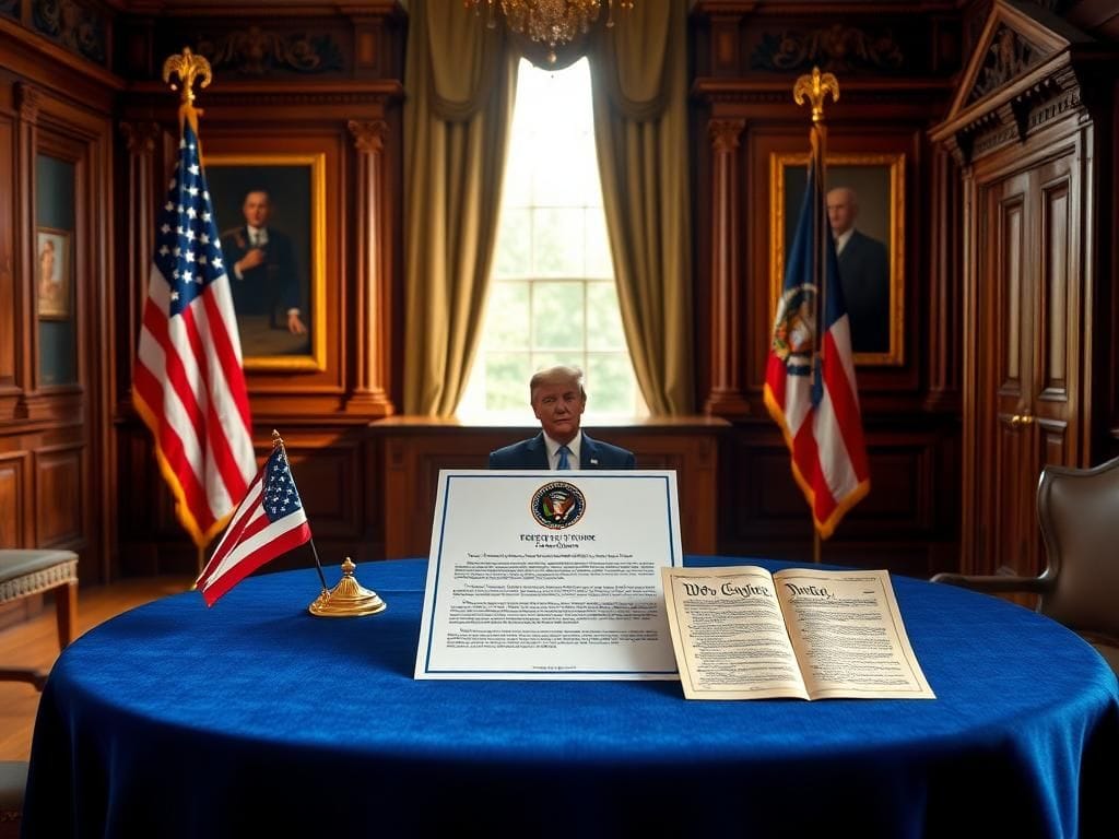 Flick International Official letter from President Trump displayed in a historic room symbolizing American citizenship