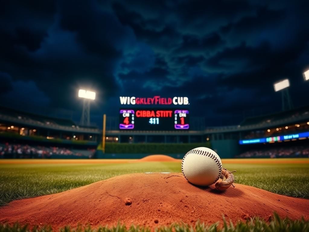 Flick International Nighttime baseball field with illuminated pitcher's mound highlighting Cade Horton's impressive performance