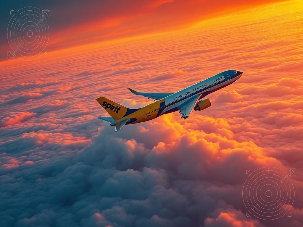 Flick International A Spirit Airlines flight and Air Force One flying in the sunset sky