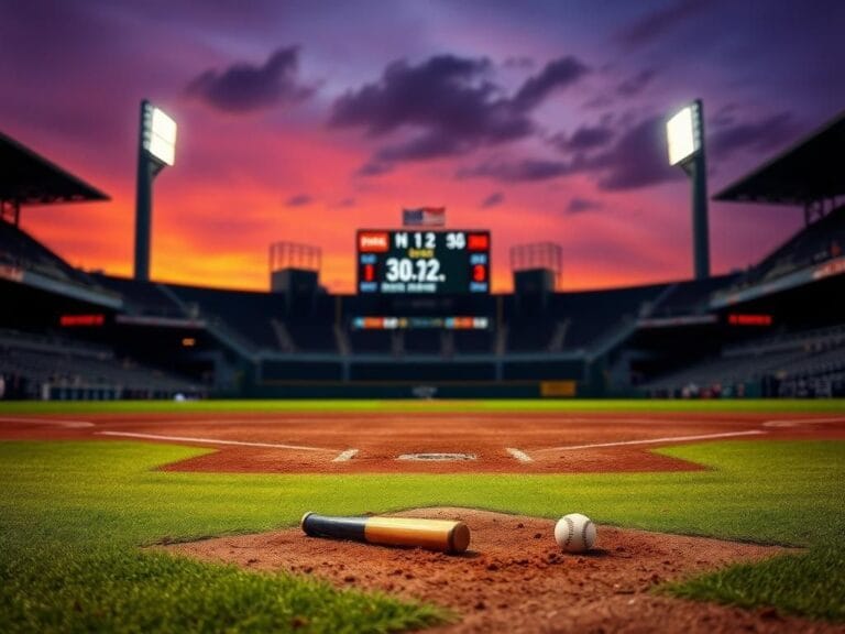 Flick International Dramatic baseball scene at dusk showcasing an empty field after a benches-clearing confrontation