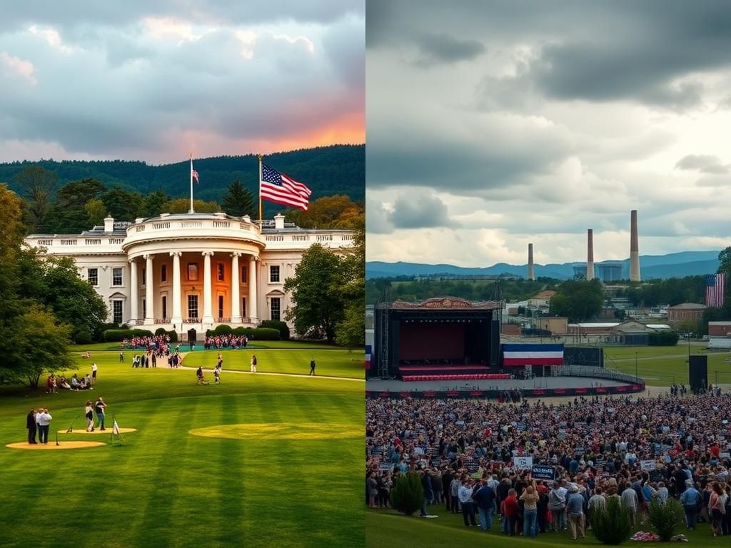 Flick International Split landscape illustrating the political divide in West Virginia during the Trump and Obama eras