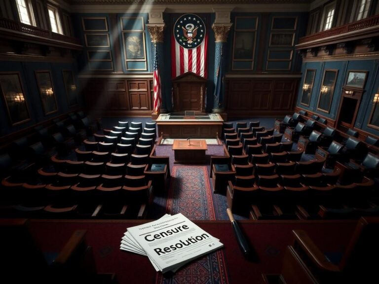 Flick International A divided House chamber with empty seats representing the tense political atmosphere