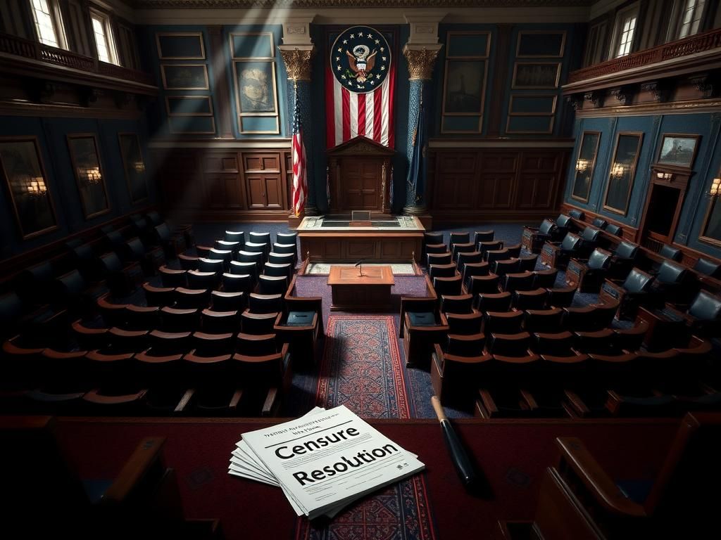 Flick International A divided House chamber with empty seats representing the tense political atmosphere